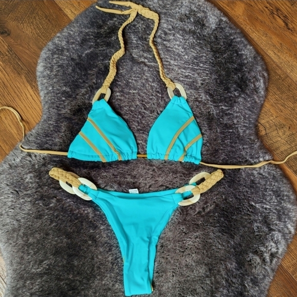New Blue Sexy Triangle Brazilian Two Piece Swimsuit - Picture 5 of 6